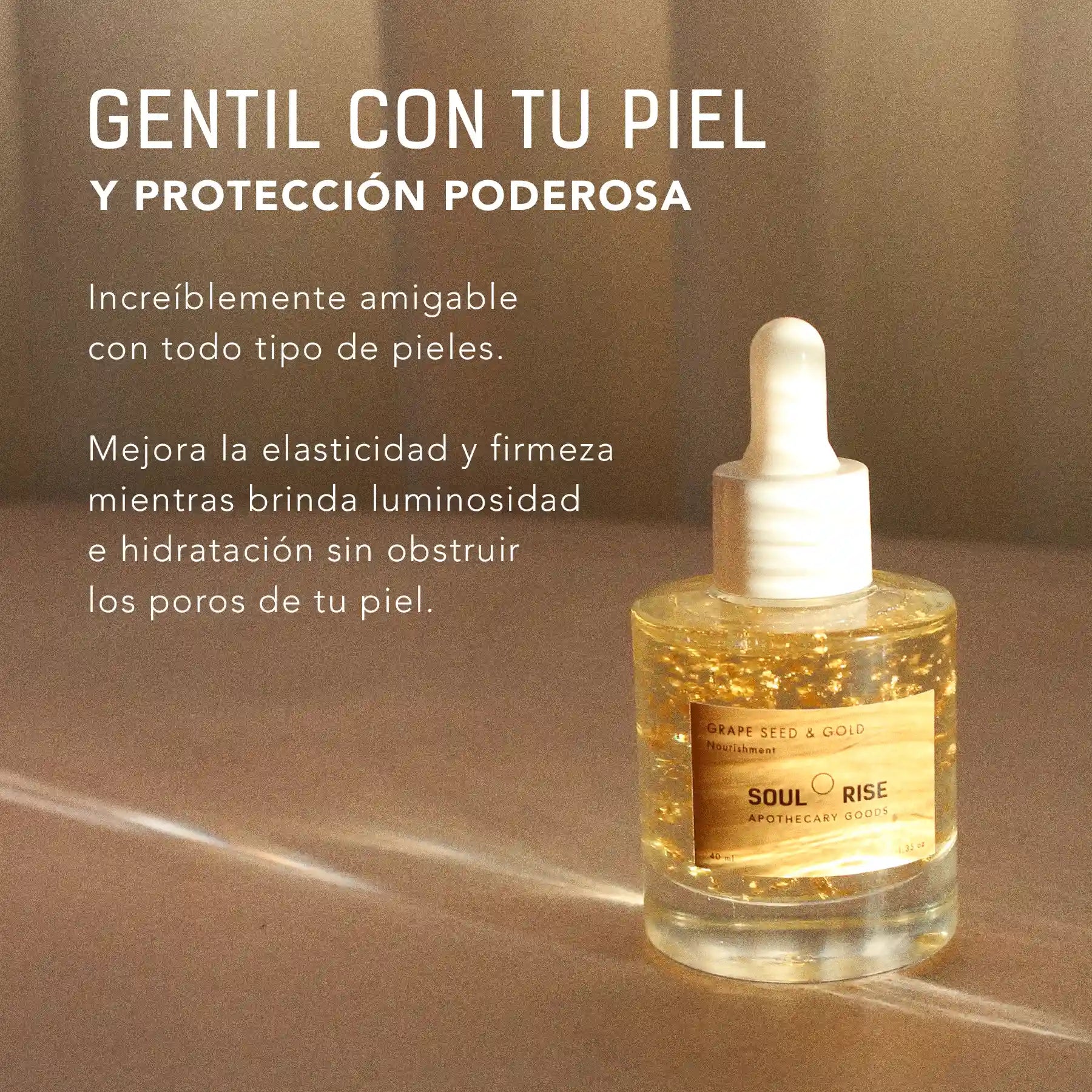 Semilla de Uva y Oro 24 K - Aceite facial y corporal para cuidado de la piel en gotero de 40 ml