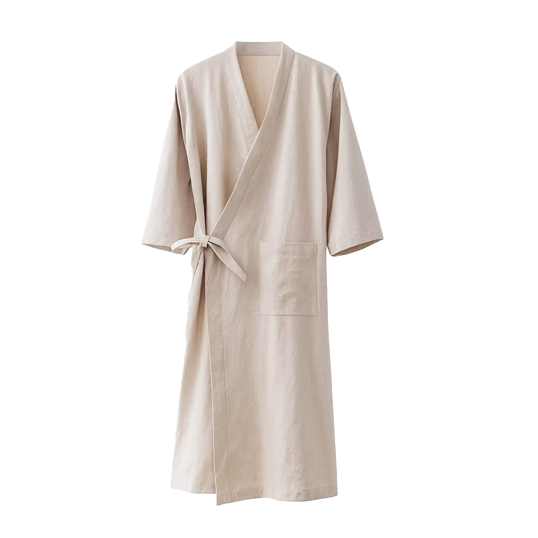 Bata de lino y algodón color beige - fibras naturales