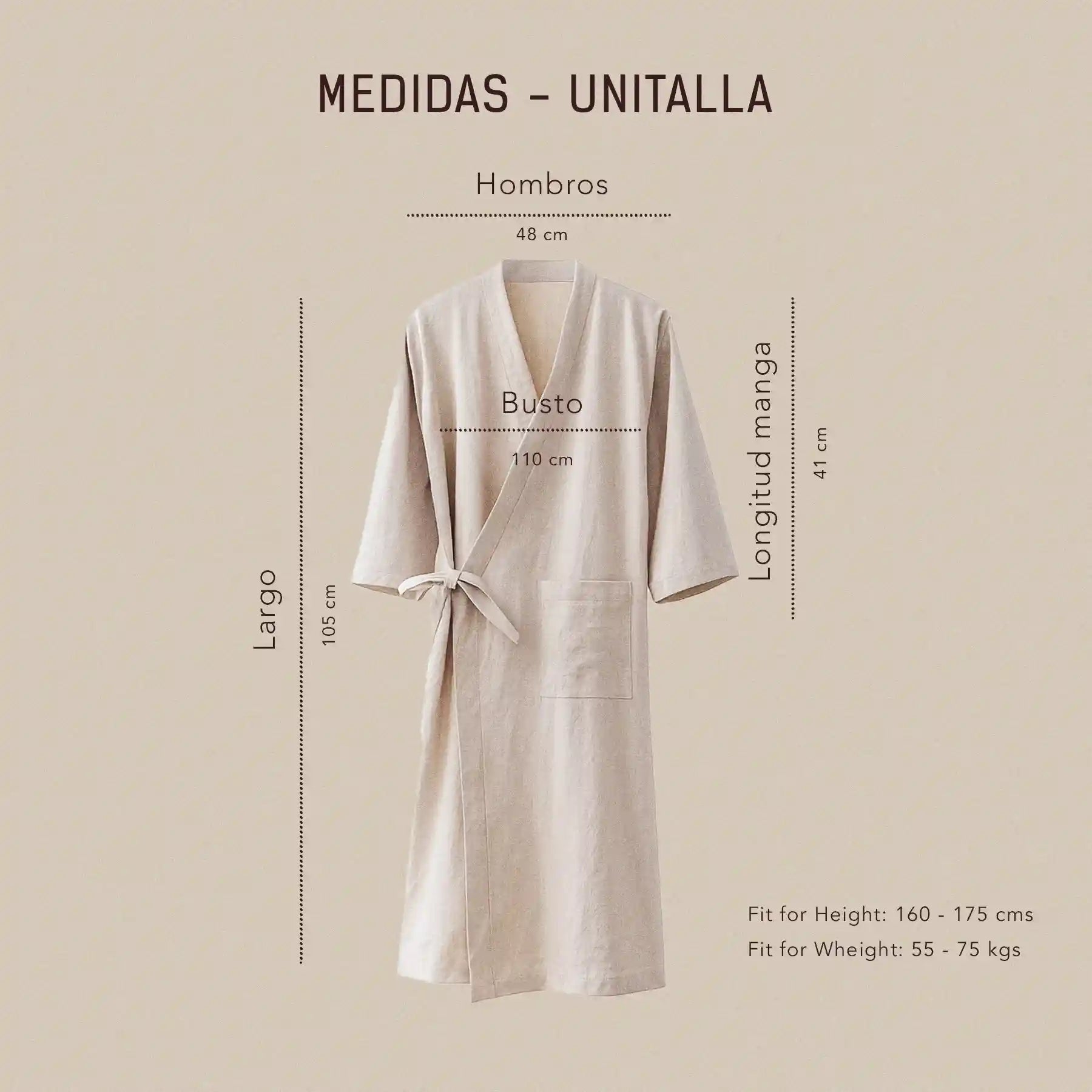 Bata de lino y algodón color beige - fibras naturales