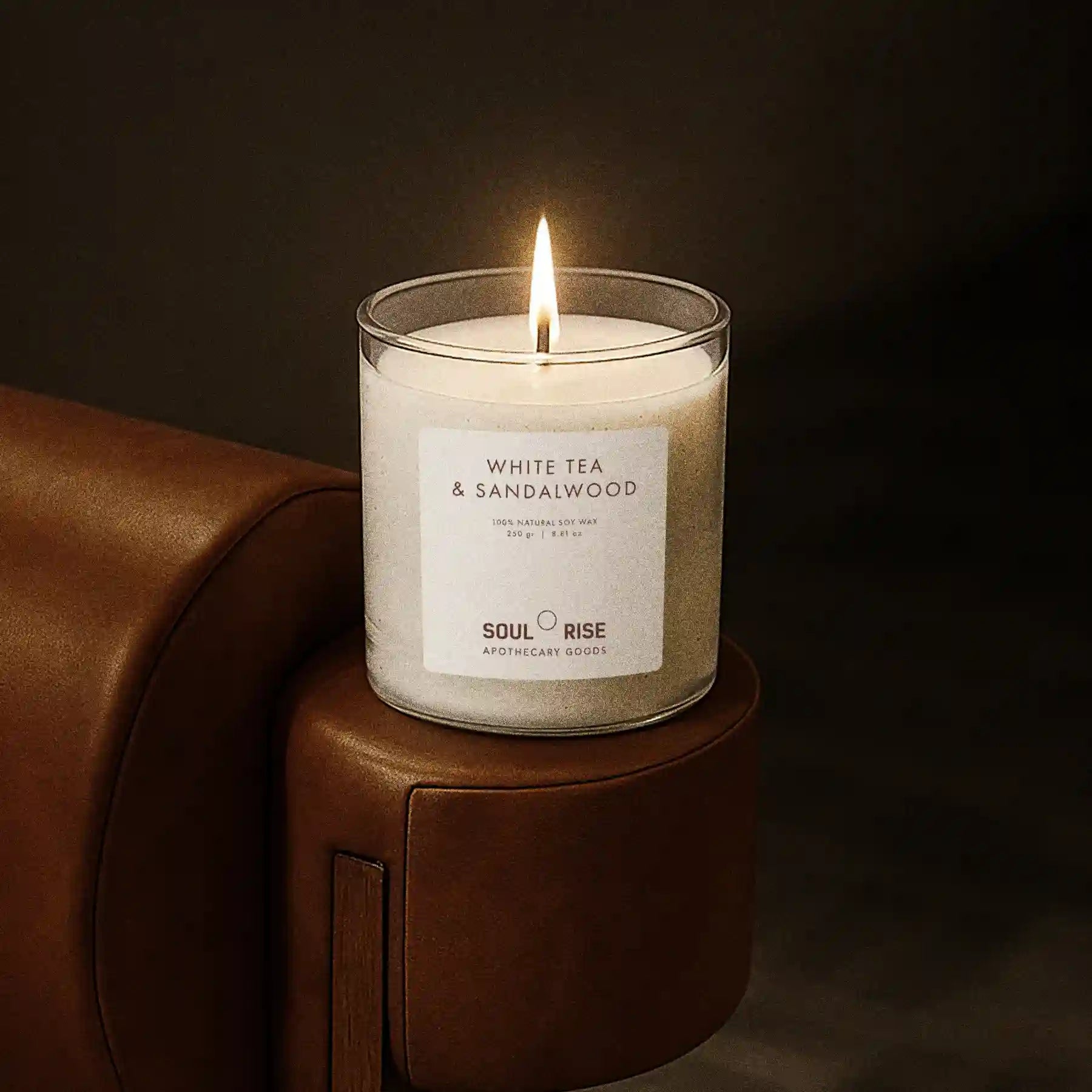 Vela de Té Blanco y Sándalo - Cera de soya natural