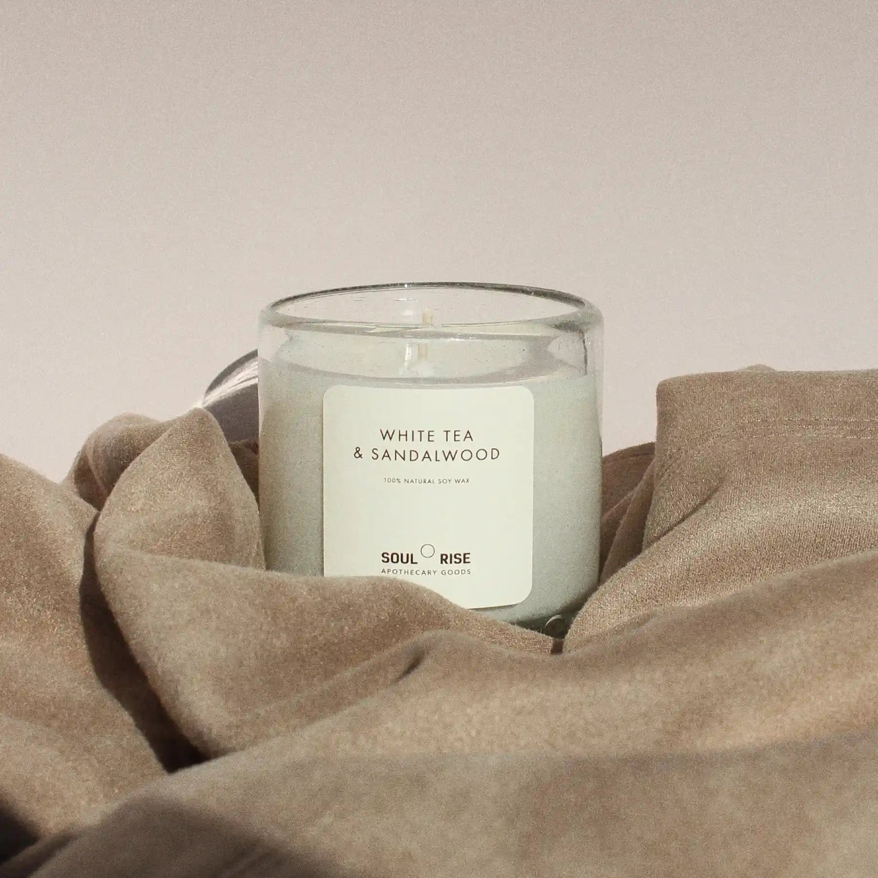 Vela de Té Blanco y Sándalo - Cera de soya natural