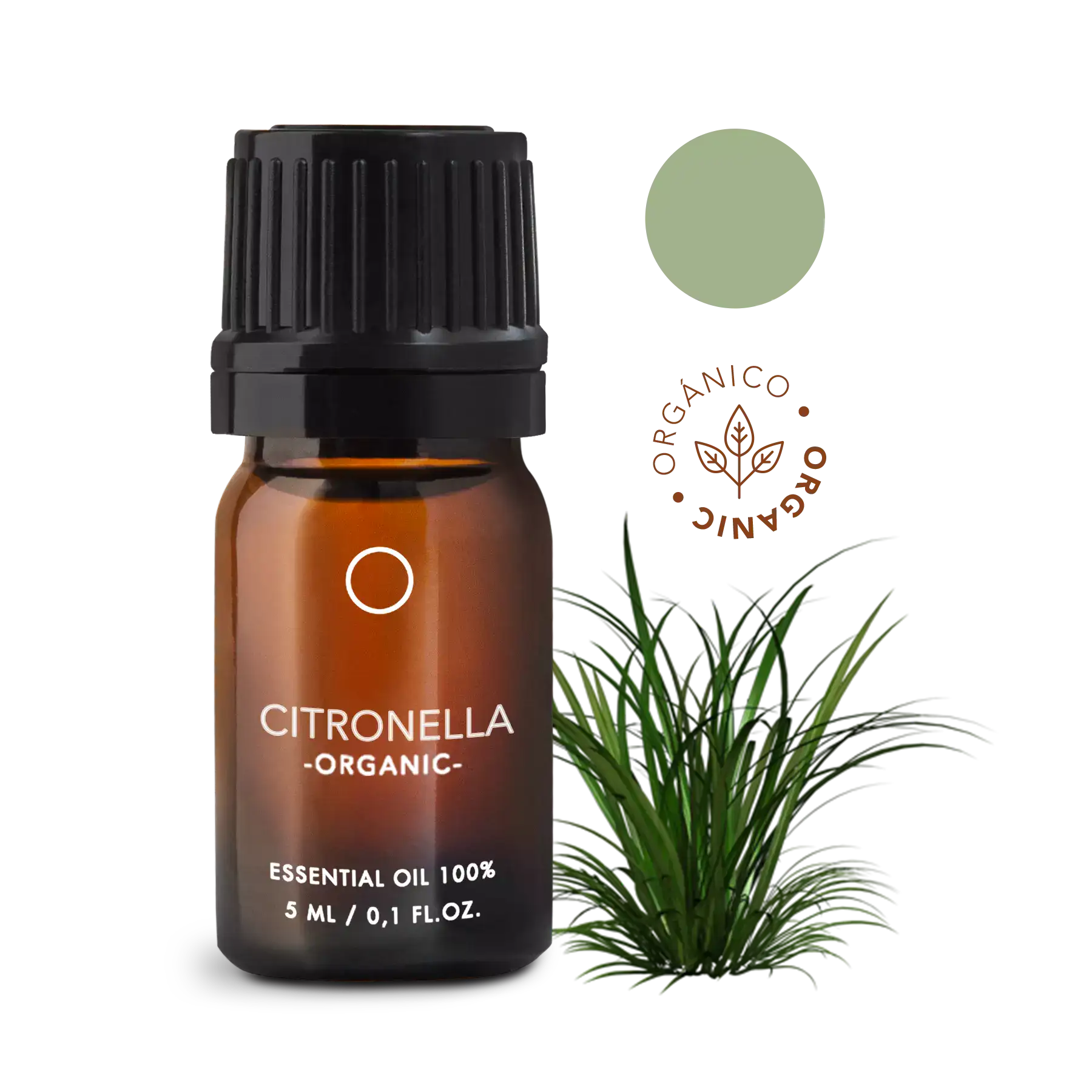 Citronela Orgánica: Aceite esencial en gotero (5ml)