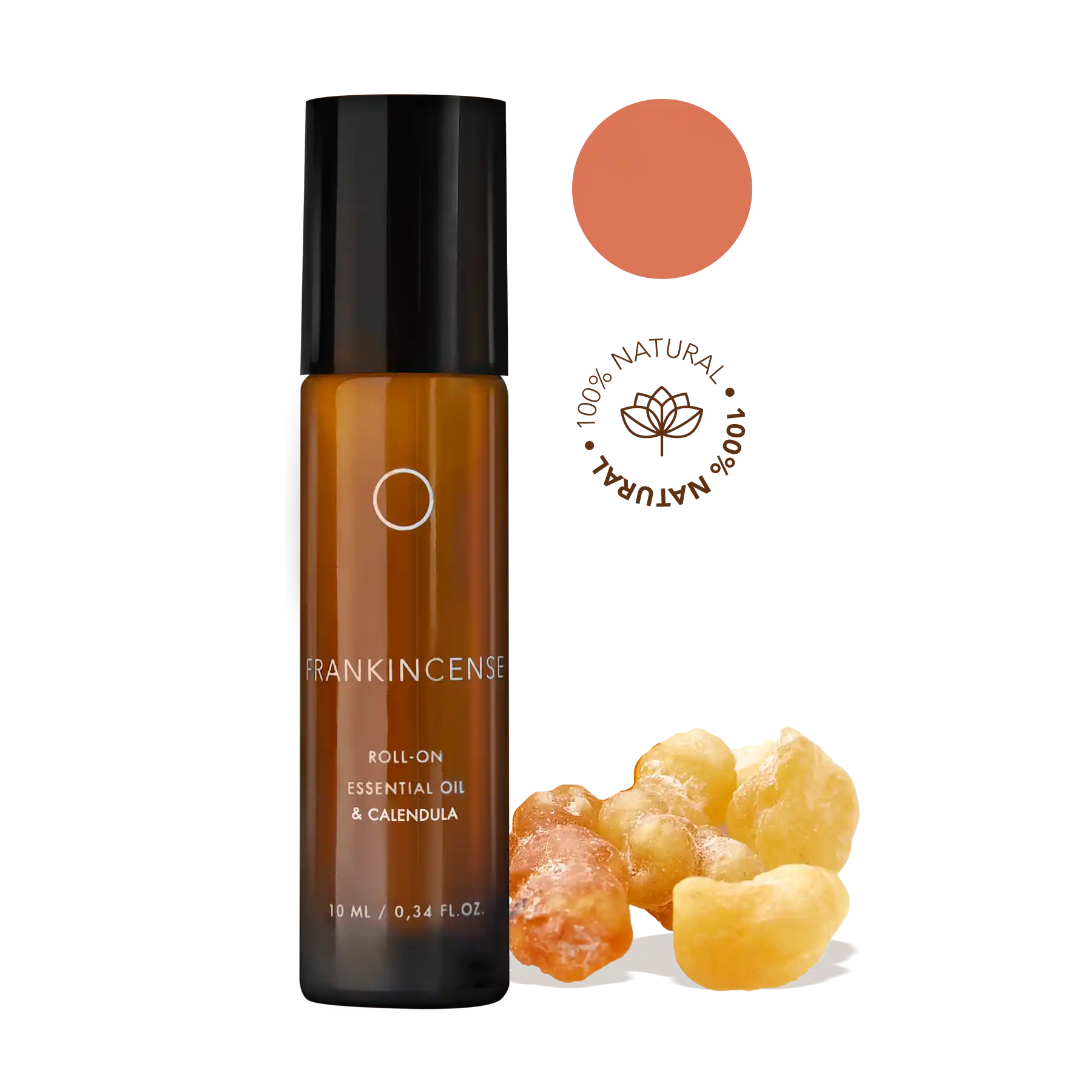 Incienso Natural: Aceite esencial en Roll-on (10ml) con extracto de caléndula, almendras y Vitamina E, textura ligera
