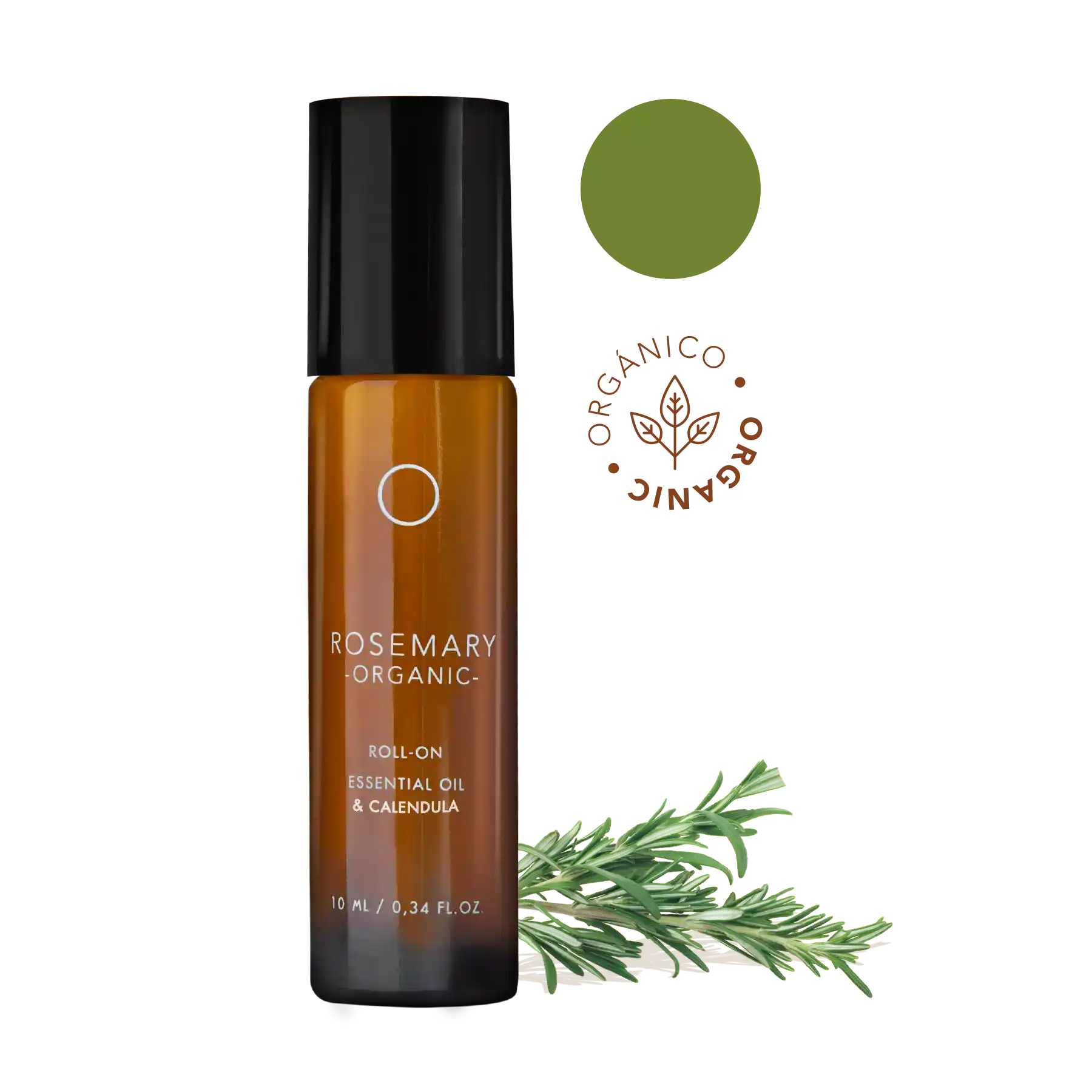 Romero Orgánico: Aceite esencial en Roll-on (10ml) con extracto de caléndula, almendras y Vitamine E, textura ligera