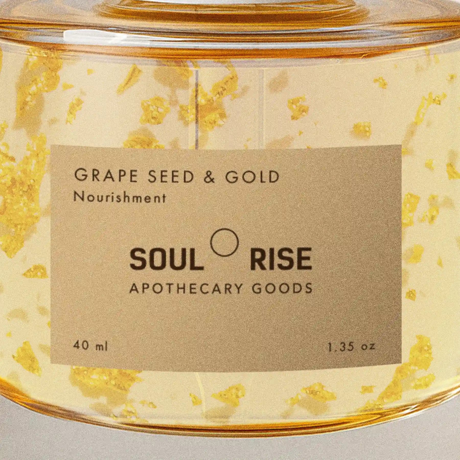 Semilla de Uva y Oro 24 K - Aceite facial y corporal para cuidado de la piel en gotero de 40 ml