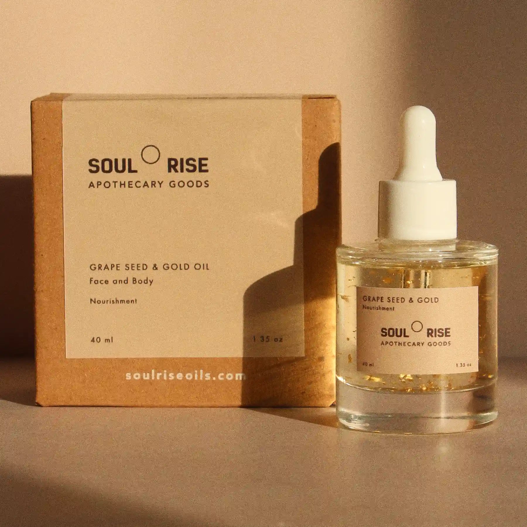 Semilla de Uva y Oro 24 K - Aceite facial y corporal para cuidado de la piel en gotero de 40 ml