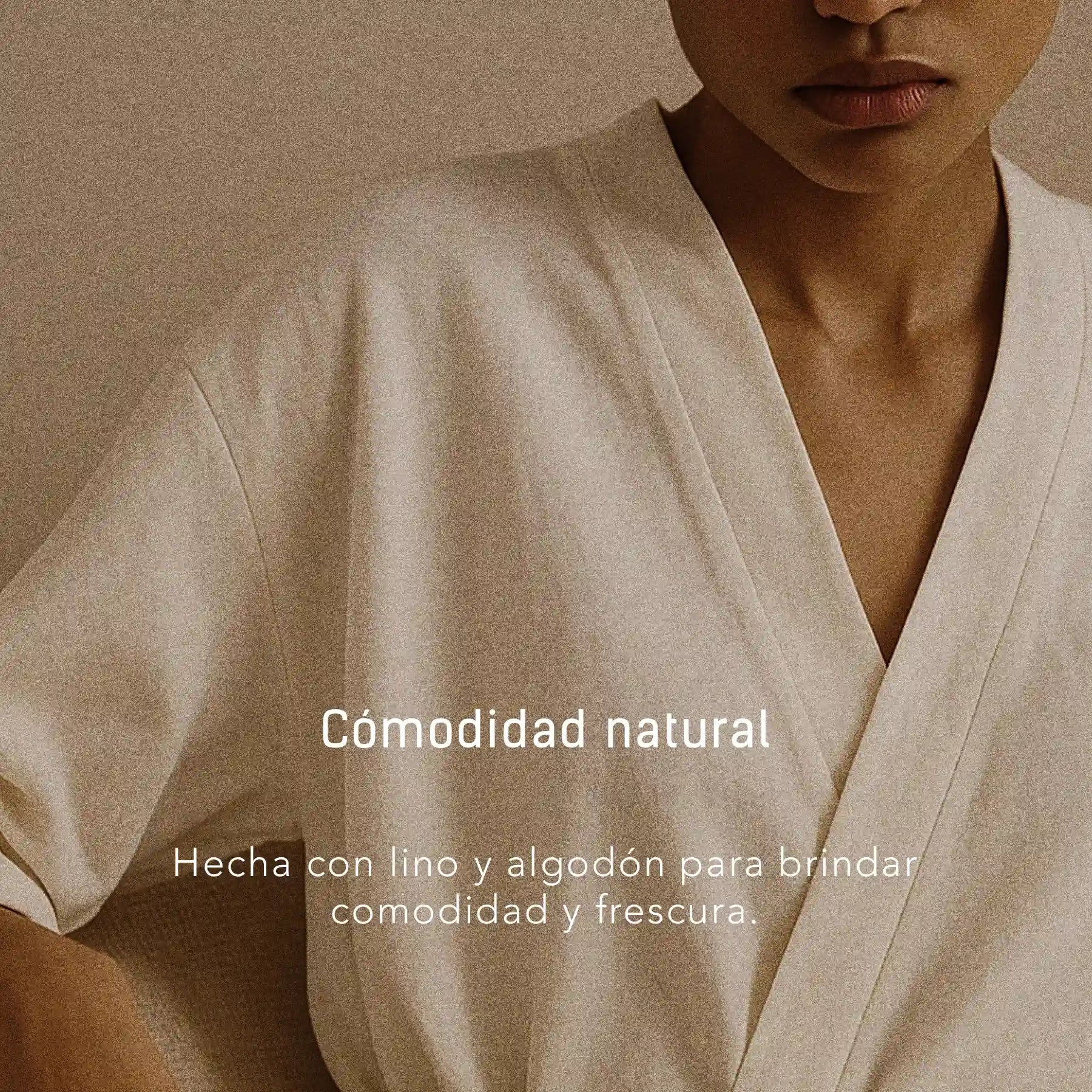 Bata de lino y algodón color beige - fibras naturales