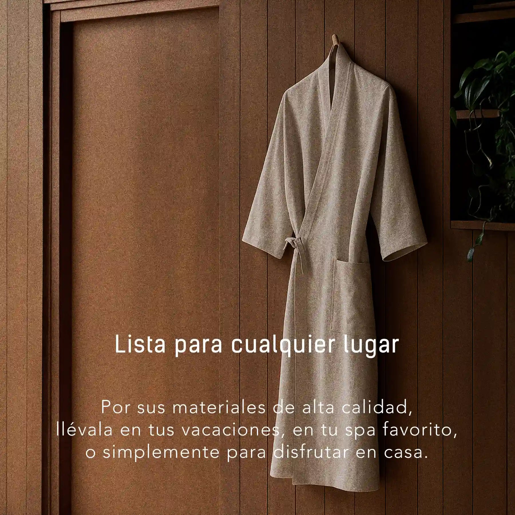 Bata de lino y algodón color beige - fibras naturales